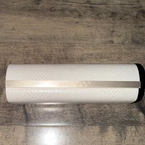 Jimmy Choo Ivory Faux Snake Skin Rounded Sunglass Case Only